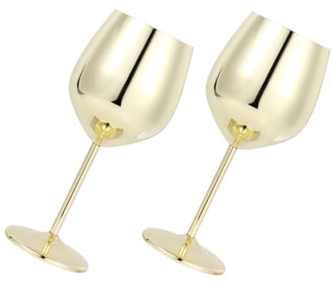 Hoement 2pezzi Bicchieri Da Vino Acciaio Inossidabile Da Infrangibili Per Feste Matrimoni e Occasioni Speciali Stile Elegante e Resistente