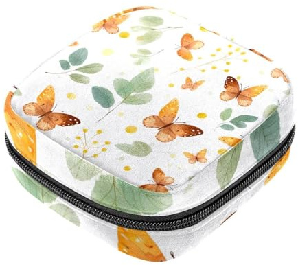 Borsa mestruale,Sacchetto di immagazzinaggio del tovagliolo sanitario,Farfalle dell'acquerello lascia l'autunno,Borsa tampone per borsa