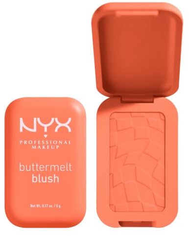 NYX Professional Makeup Buttermelt Powder Blush, Up To 12H Wear, Seamless Blending, Fade and Transfer Resistant, With Shea and Mango Butter, Vegan Formula, Shade: Sooner The Butta