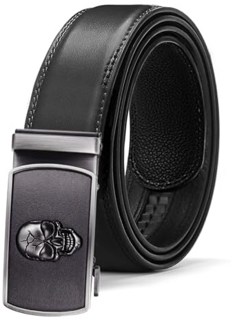 Glamexx24 Gürtel Herren Automatikschließe Belt: Breit 35mm Skeleton Animal Gürtel für Männer mit Ratsche, Größe Einstellbar, Schwarz