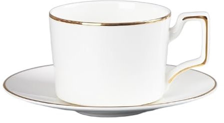 Espressotassen Kaffeetasse und Untertasse mit großem Fassungsvermögen, Goldrand, kreatives Design, Nachmittagsteetassen, leichtes Luxus-Trinkgeschirr Espresso Tassen(Color:Style A)