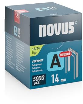 NOVUS TOOLS Feindrahtklammern Typ 53, 14 mm, 5000 Stück, Tackerklammern | Verzinkte Heftklammern zur Befestigung von Stoffen, Leder, Teppich, Maschendraht oder dünnen Metalletiketten