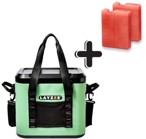 LAYZEE - Nevera portátil de 13 litros para alimentos y bebidas refrigerados con hielo hasta 4 días, sin electricidad, bolsa para camping, barbacoa, senderismo, pícnic, cierre magnético (Sizzling