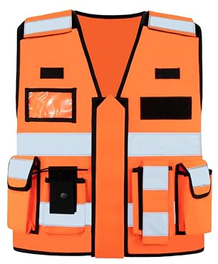 Generisch Korntex® Sicherheitsweste Bonn, Taktikweste, Taschen mit Klettverschluss, Ausweistasche, Patches-Klettverschlussflächen in Größen M/XL und XXL/4XL gelb/orange/schwarz
