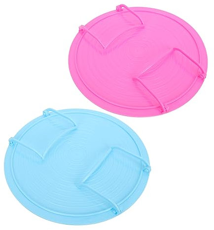 ULDIGI Multifunctional Microwave Oven Food Rack with 2-tier Layered Tray, Blue and Rose Red Rounded Micro Dish Tray Set for Kitchen Storage and Steaming