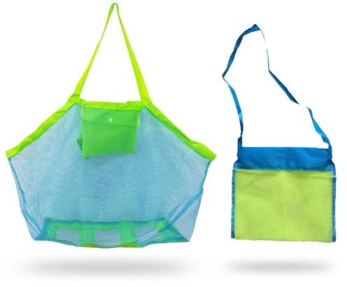SULIUDAJI Strandspielzeug Tasche Groß Und Klein, Strandtasche Netztasche Wiederverwendbare Und Faltbare Kinder Aufräumsack Für Strand Picknick Schwimmbad Wäschesack Familie Urlaub