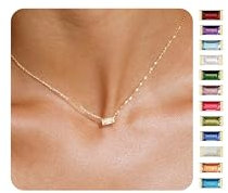 FUNEIA Gold Kette Damen mit Geburtsstein Anhänger 14K Vergoldete Halskette Damen Exquisit Diamant Wasserfest Ketten Frau Mädchen Freundin Golden Schmuck Geburtstag Muttertags Geschenk