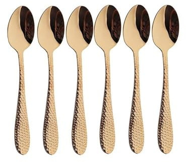 FVCTGHZ Christmas Wreath Teaspoons Set, 6 Pieces Stainless Steel Small Dessert Tea Spoons, 5.3 Inch Demitasse Espresso Tea Spoons for Home, Kitchen or Restaurant, Mirror Polished, Black(Copper)