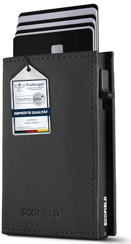SF SCOFIELD Duality Magflip Premium Slim Wallet mit Münzfach | Kartenetui mit Münzfach für 9 – 10 Karten | Karten Geldbeutel | Herren Portemonnaie | RFID Schutz | Kreditkartenetui | Smart Wallet