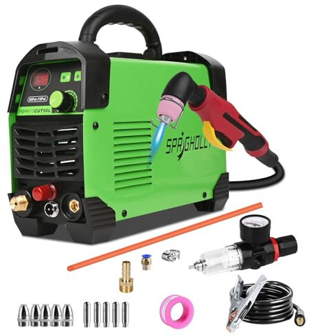 SPRIGHOLLY Plasma Cutter 50Amp 240V HF Non-Touch Pilot Arc Plasma Cutting Machine, 3/5(16 mm) Max Cut New Upgrade CUT50L