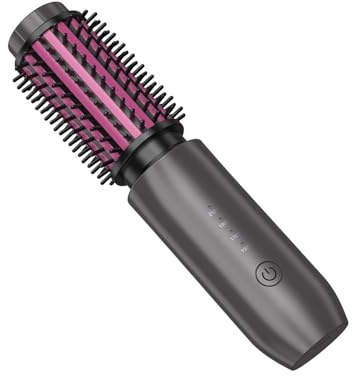 Lurowo Brosse Thermique sans Fil, Brosse Chauffante Céramique avec 4 Températures Réglables, Portable Rechargeable Fer à Boucler, Brosse Ronde Chauffante pour Coiffante de Voyage