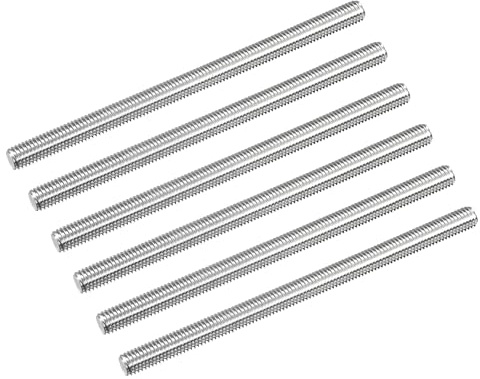 QUARKZMAN 6 Stück Gewindestange M8x130mm Vollgewindstange 304 Edelstahl V2A Gewindestangen A2 Metrisch Gewindebolzen VA Gewindestab Rechtsgewinde Gewindestifte Fully Threaded rods