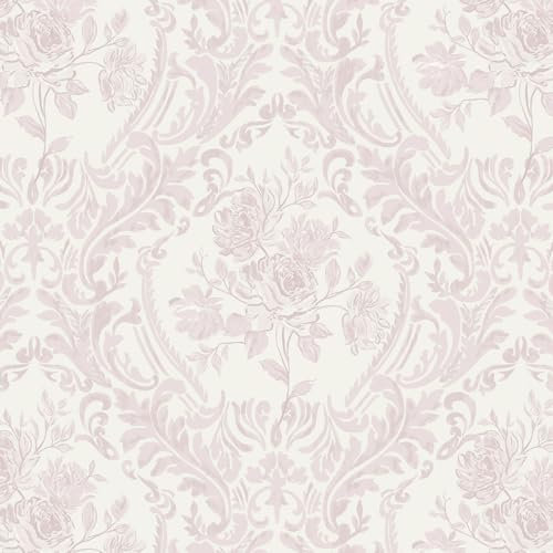 CiCiwind Self Adhesive Wallpaper White Pink Floral Contact Paper 44×300cm Peel and Stick Wallpaper Stick on Wallpaper Removable Vinyl Wrap for Living Room Bedroom Kitchen Wall Cabinets Decor
