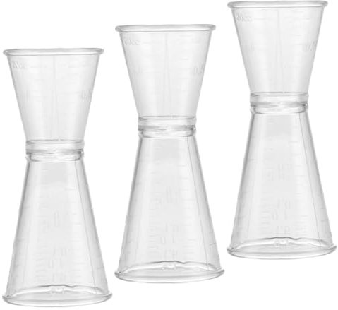 UTHCLO Jigger Doble Medidor de Onzas Grande de Plástico Transparente, Taza Medidora para Barman, Accesorio de Barra para Cócteles y Bebidas, Set de 3 Piezas