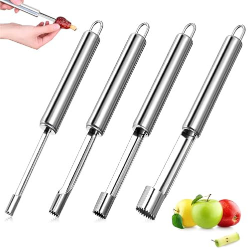LAJUP 4 tamaños Herramienta para Quitar el corazón de la Fruta,4PCS Descorazonador de Manzana,Descorazonador de Frutas Multifunción, Juego de descorazonador de Frutas