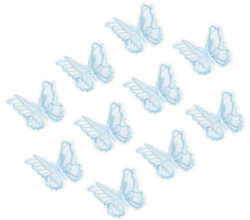 PATIKIL 10Stk Schmetterling Applikationen Verzierungen 2 Zoll Doppelschicht Spitze Organza Schmetterling Aufnäher Zum Aufnähen Für Hochzeitskleider Brautkleidung Hüte Vorhänge Blau