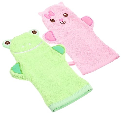 SAFIGLE 2 Pièces de Moufles de Bain Exfoliantes pour Nettoyer la Peau, faire Mousser et Exfolier le Corps, Réutilisables avec Lanière de Suspension