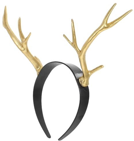 MAGICLULU Reindeer Antlers Headband for Adult Kids Gold Deer Headpiece Antler Deer Headband for Christmas Halloween Cosplay Party