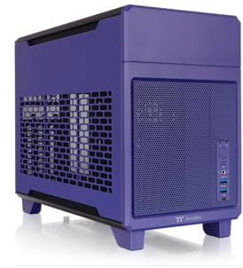 Thermaltake TR100 Boîtier PC Mini-ITX Compact Double Chambre, PCIe 4.0 Riser Inclus, Future Dusk
