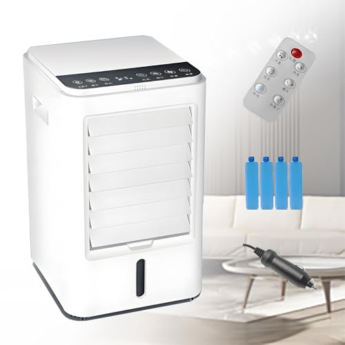 EpyGnom Condizionatore d'Aria Portatile Silenzioso Mini Raffrescatore Evaporativo Personale per Auto con Telecomando 3 velocità Touch Screen Ventilatore Refrigerante Ad Acqua per Casa 24VHomeCar