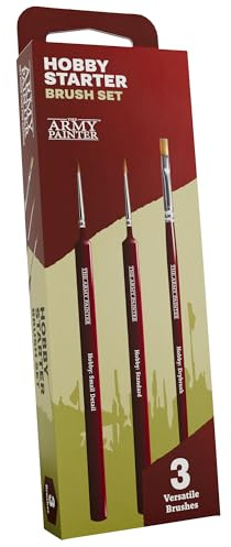 The Army Painter Hobby Starter Brush Set, 3 Paintbrushes for Acrylic Paint | Incl. Drybrush, Small Detail & Standard Brush, Fine Tip Model Brush For Miniature Fantasy Painting