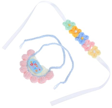 Abaodam Accessori Per Bambole Con Bavaglino Lavorato Maglia E Fascia Floreale Per Testa Vestiti Per Peluche E Orsetti Adatto Per Bambine E Collezionabili Decorativo E Riutilizzabile