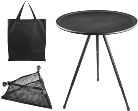 Tavolo rotondo pieghevole | Tavolo da picnic da giardino e campeggio – scrivania regolabile per spiaggia, cucina, barbecue, viaggi e patio