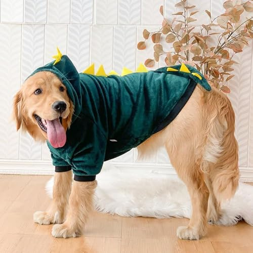 Hundkostym, halloweenkostym, hund, stor hundtröja, badrock, hund, rolig tiger med huva, halloween, rollspel för stygn, kostym, varm, vinterdräkt (8XL, dinosaurie)