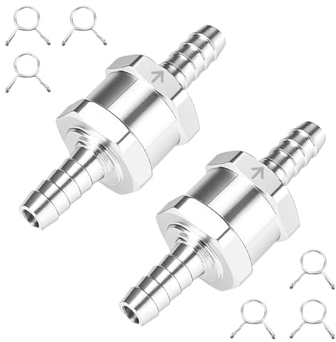 Lot de 2 clapets anti-retour unidirectionnels en aluminium, clapets anti-retour pour conduite de carburant diesel, clapets anti-retour en alliage d'aluminium pour voiture, gaz, air, eau (8 mm)