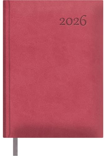 Dohe - Dagbok 2026, A5-storlek (14 x 20 cm), hårt konstläder, 12 månader januari till december, årlig spansk planerare med bokmärke - Lausanne rosa