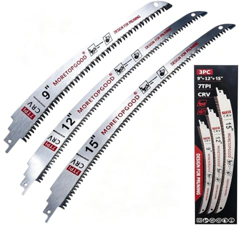 MORETOPGOOD 9/12/15 Arc Edge Reciprocating Saw Blade, 7TPI Japanese Teeth with Curved Edge Wood Pruning Saw Blades for Tree Trimming, Wood Cutting (3 Pack)