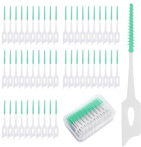 200 Pièces Brossettes Interdentaires, Soft Silicone Bâton de Fil Dentaire, Brossette Dentaire Cure Dent, Brossette Bâtonnet Interdentaire pour Hygiène Interdentaire, Vert