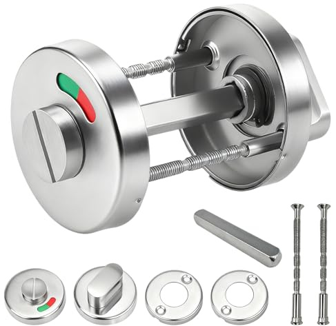 TTYSHIP® Rosetta WC con Indicatore di Occupazione, Serratura Girevole per WC in Acciaio Inox con Indicatore Occupato Rosso e Verde per Servizi Igienici, Bagno
