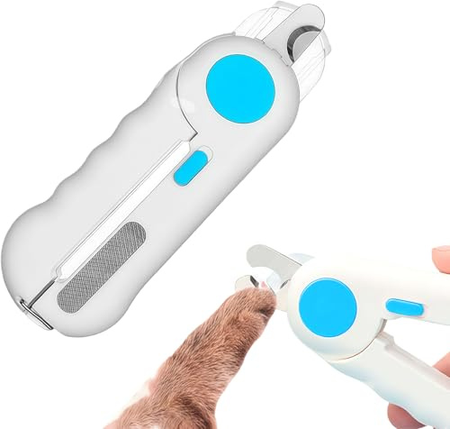 Maslasee Cortaúñas para perros y gatos con luz LED y protector de seguridad, cortaúñas para mascotas con lima de uñas para perros pequeños y medianos, gatos, cachorros, gatitos, aseo en el hogar