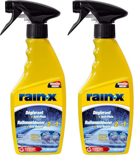 Rain-X Scheiben-Frostschutz - Enteiser und Regenabweiser 2-in-1 – entfernt EIS und Schnee - Wasserabweisende Schutzschicht - einfache Anwendung - 500 ml (Packung mit 2)