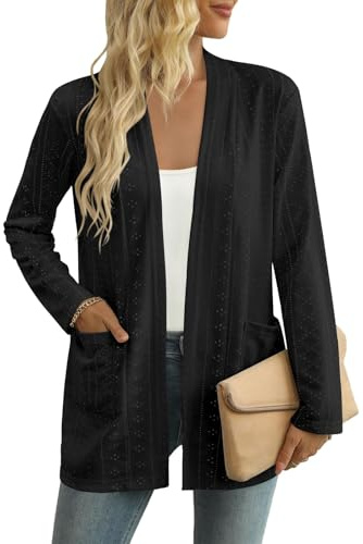 GLEENOD Gilet Femme Été Léger Cardigan Ouvert Maille Ajourée