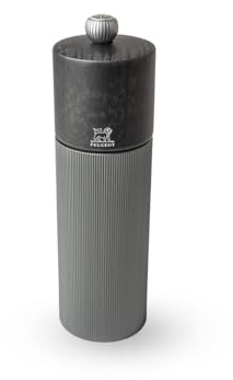 PEUGEOT - Salzmühle Line 18cm - Klassische Mahlgradeinstellung - Innovatives Zirlion-Mahlwerk für pulverfeines Salz - Aluminium, recyceltes Holz mit PEFC-Siegel - Französisches Know-how - Karbonfarben