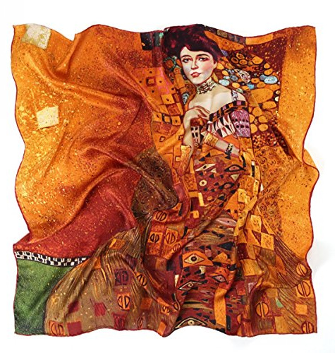 prettystern P817 90cm Foulard Écharpe En Pure Soie Art Nouveau Gustav Klimt or portrait D'adèle Bloch-bauer Tableau à L´huile