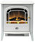 Dimplex Courchevel Optiflame Electric Stove, White Cast Iron Effect Free Standing Electric Fire with Artificial Logs and Embers, LED Flame Effect, 2kW Adjustable Fan Heater and Remote Control