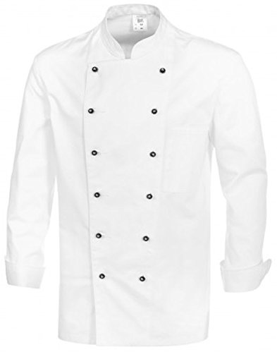 BP Gourmet 1500-130-21 Kochjacke (Kugelknöpfe nicht inbegriffen) - Langarm - Normale Passform - Größe: 60 - Farbe: weiß