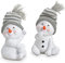 TEMPELWELT 2X Figurine de décoration |Bonhomme de Neige Assis en Set 11 cm, | Pierre Polaire Blanche | Bonnet d'hiver Textile Laine Grise | Décoration d'hiver - Noël - Blanc, Gris