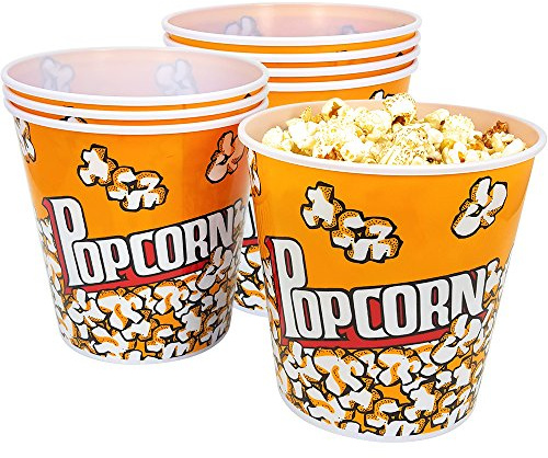 com-four® 8X Popcorn-Eimer, Wiederverwendbare Party-Snack-Schüssel