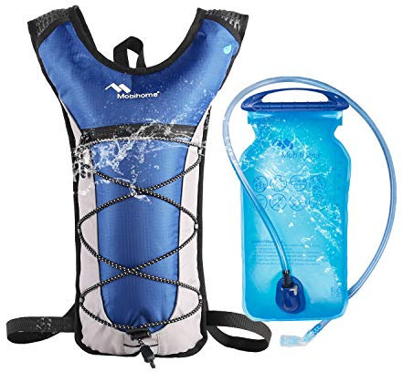 Mobihome Hydration Backpack Lightweight Sport Daypack & Bike Backpacks with 2L Leak Proof Water Bladder, Adjustable Padded Shoulder, Chest & Waist Straps for Running, Hiking, Cycling, Climbing