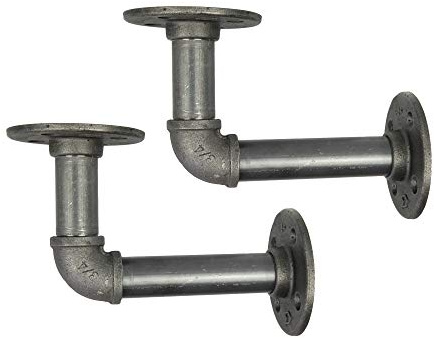 Natural Goods Berlin 2X Regalhalterung Schöneberg | 3/4 Zoll Eisen Rohr Regalhalter, Pipe Regalträger Vintage, Industrial Wandregal L - Form (für 22-30cm Regalbretter, Industrial)