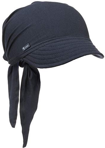 Lipodo Bandana Cap mit Schleifenbindung Damen Sonnencap Handmade in Italy Kopftuch mit Schirm Visor Baumwolle Mütze Damen Frühjahr Sommer dunkelblau One Size
