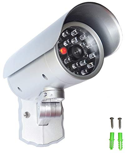 Dummy - Telecamera di sorveglianza finta con luce LED rossa, telecamera di sicurezza Fake CCTV per interni ed esterni
