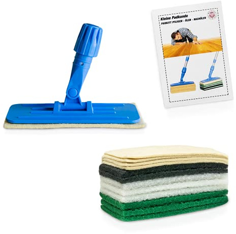 Greenwood Soft-Sheep Super-Allround Pad Set 12Stück mit Pad-Halter - Wollpads für Parkett Nachölen & Pads für Öl-Neuaufbau, Reinigung & Pflege