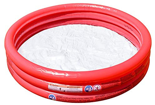 Shopping Hero Planschbecken 122x25cm von Bestway, 3 aufblasbare Ringe, für Kinder ab 2 Jahren, inkl. 100 selbstschließenden Wasserbomben, weicher Boden, für Garten, Balkon, Terrasse (Rot)