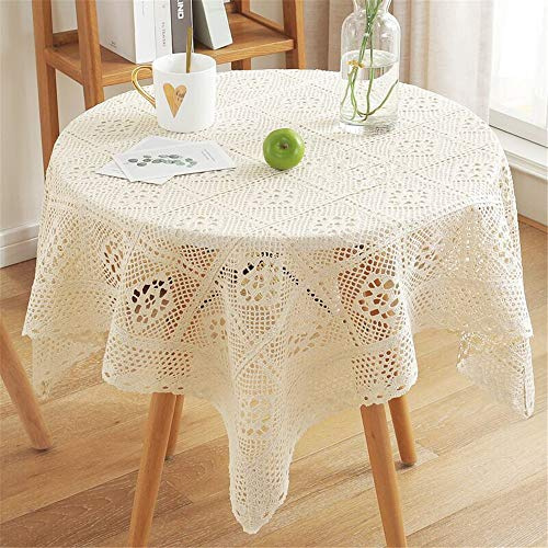 Amipos Deckchen im Vintage-Stil, quadratisch, Häkelspitze, Tischdecken, Hochzeit, Zuhause, Party, Dekoration, 180 x 180 cm, Beige