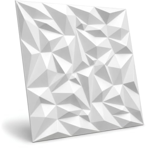 DECCART 3D Wandpaneele Weiß 50x50 cm 48 Stück | 12 m², Paneele Wand Wall Panels Deko Wandverkleidung Innen Panel Deckenverkleidung Decke Deckenpaneele Platten EPS